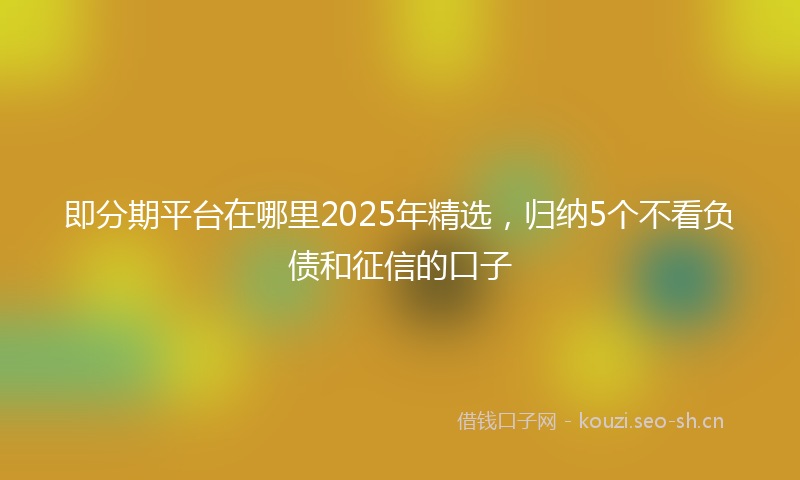 即分期平台在哪里2025年精选，归纳5个不看负债和征信的口子