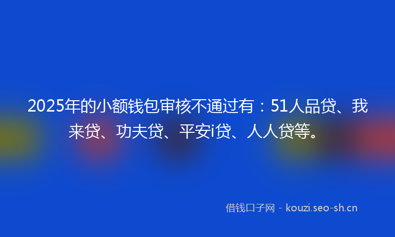 2025年的小额钱包审核不通过有：51人品贷、我来贷、功夫贷、平安i贷、人人贷等。