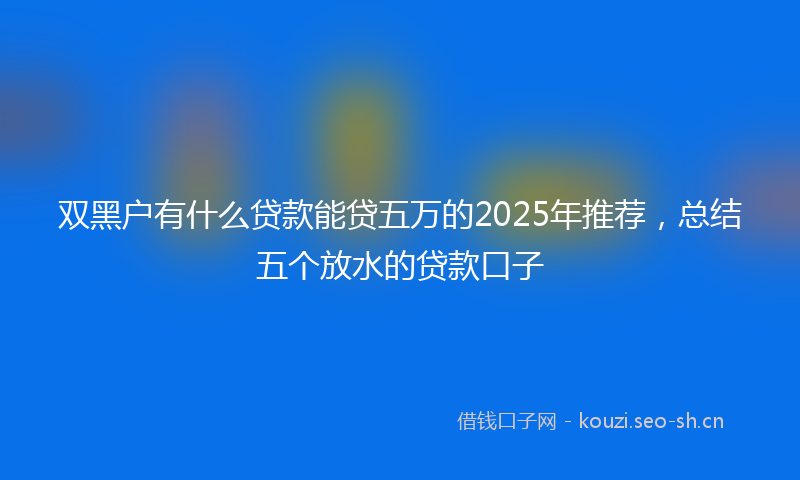 双黑户有什么贷款能贷五万的2025年推荐,总结五个放水的贷款口子