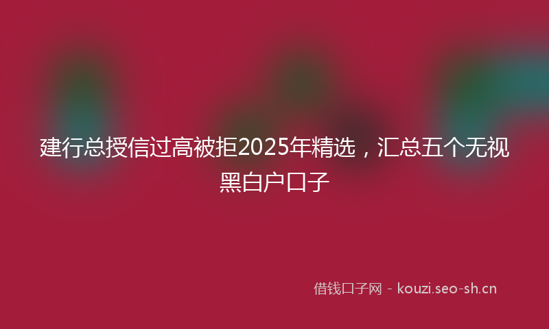 建行总授信过高被拒2025年精选，汇总五个无视黑白户口子