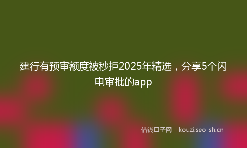 建行有预审额度被秒拒2025年精选，分享5个闪电审批的app