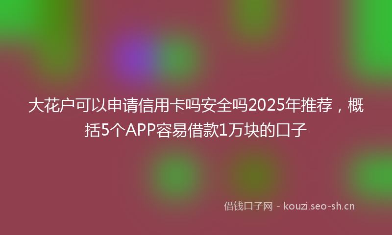 大花户可以申请信用卡吗安全吗2025年推荐，概括5个APP容易借款1万块的口子