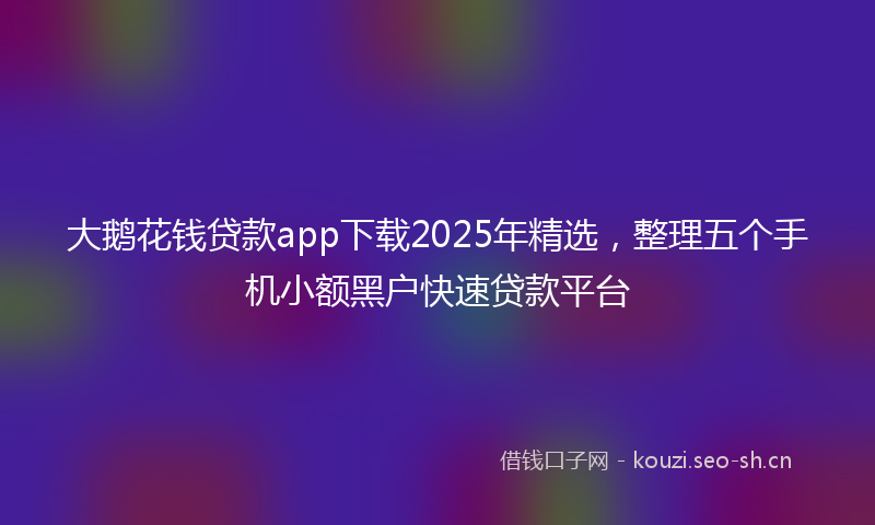 大鹅花钱贷款app下载2025年精选，整理五个手机小额黑户快速贷款平台