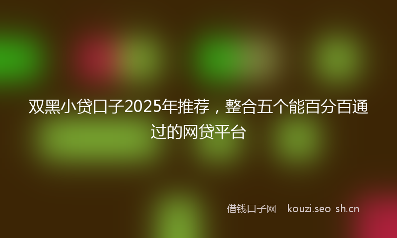 双黑小贷口子2025年推荐，整合五个能百分百通过的网贷平台