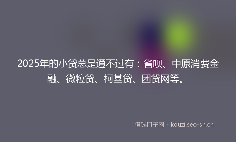 2025年的小贷总是通不过有：省呗、中原消费金融、微粒贷、柯基贷、团贷网等。