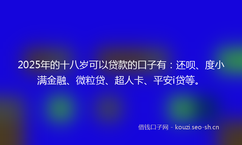 2025年的十八岁可以贷款的口子有：还呗、度小满金融、微粒贷、超人卡、平安i贷等。