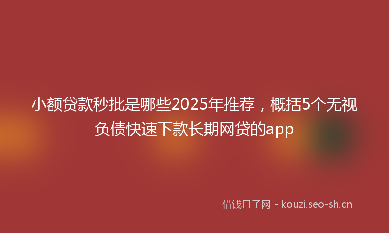 小额贷款秒批是哪些2025年推荐，概括5个无视负债快速下款长期网贷的app
