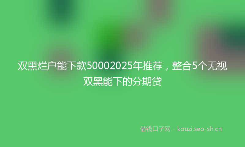 双黑烂户能下款50002025年推荐,整合5个无视双黑能下的分期贷