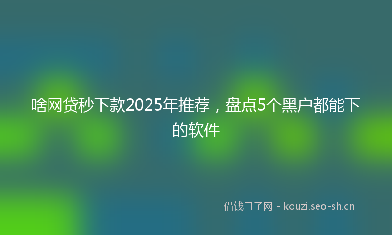 啥网贷秒下款2025年推荐，盘点5个黑户都能下的软件
