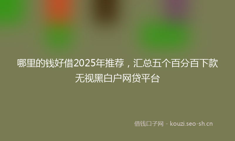 哪里的钱好借2025年推荐，汇总五个百分百下款无视黑白户网贷平台