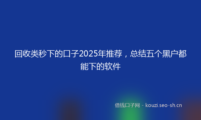 回收类秒下的口子2025年推荐,总结五个黑户都能下的软件