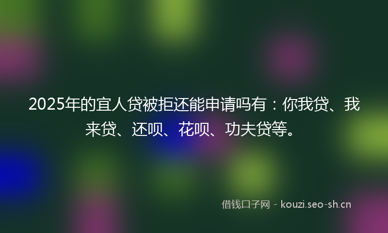 2025年的宜人贷被拒还能申请吗有：你我贷、我来贷、还呗、花呗、功夫贷等。