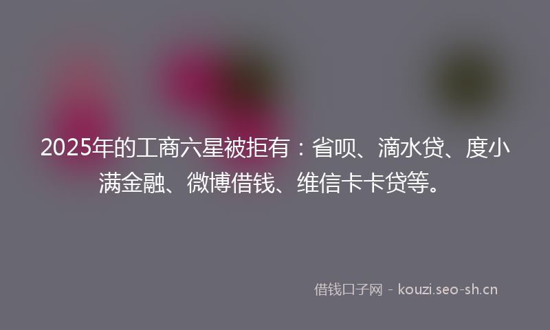 2025年的工商六星被拒有：省呗、滴水贷、度小满金融、微博借钱、维信卡卡贷等。