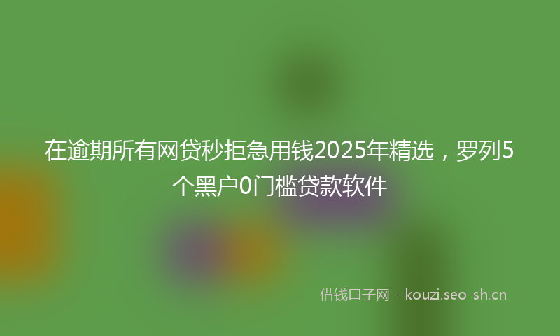 在逾期所有网贷秒拒急用钱2025年精选，罗列5个黑户0门槛贷款软件