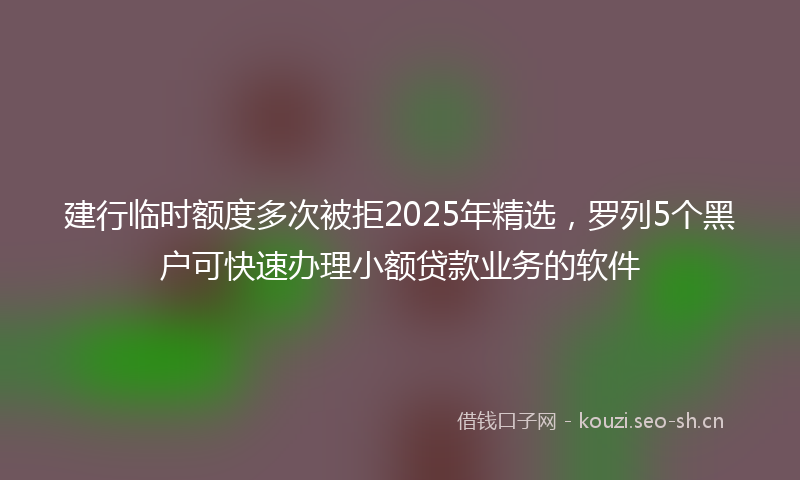 建行临时额度多次被拒2025年精选,罗列5个黑户可快速办理小额贷款业务的软件