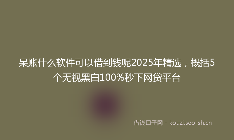 呆账什么软件可以借到钱呢2025年精选,概括5个无视黑白100%秒下网贷平台