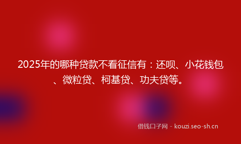 2025年的哪种贷款不看征信有:还呗、小花钱包、微粒贷、柯基贷、功夫贷等。
