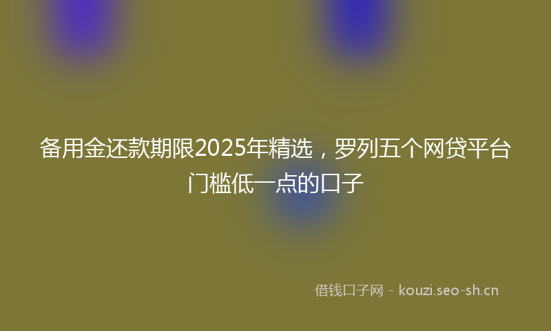 备用金还款期限2025年精选，罗列五个网贷平台门槛低一点的口子