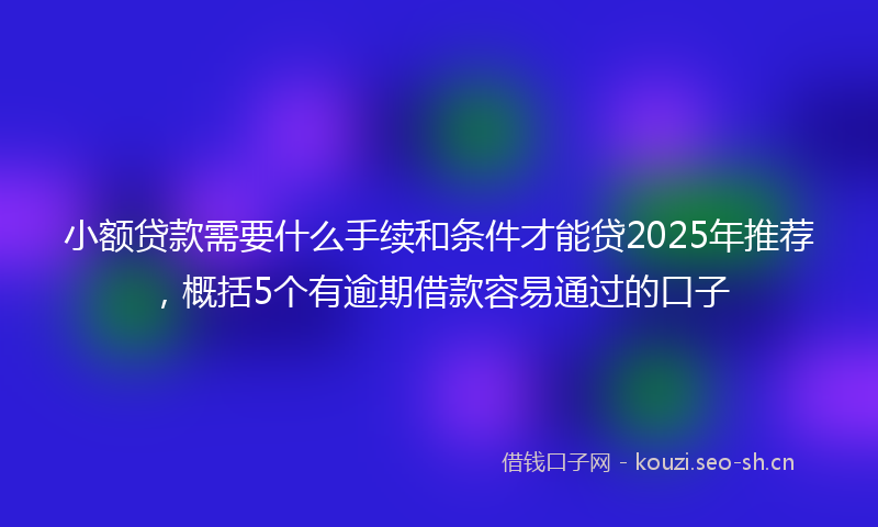 小额贷款需要什么手续和条件才能贷2025年推荐，概括5个有逾期借款容易通过的口子