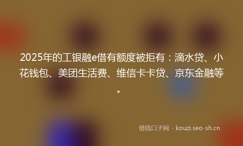 2025年的工银融e借有额度被拒有：滴水贷、小花钱包、美团生活费、维信卡卡贷、京东金融等。