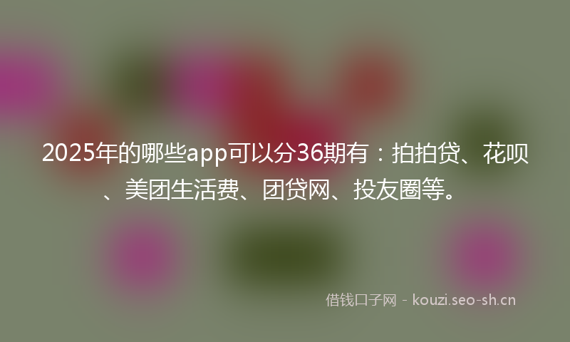 2025年的哪些app可以分36期有：拍拍贷、花呗、美团生活费、团贷网、投友圈等。
