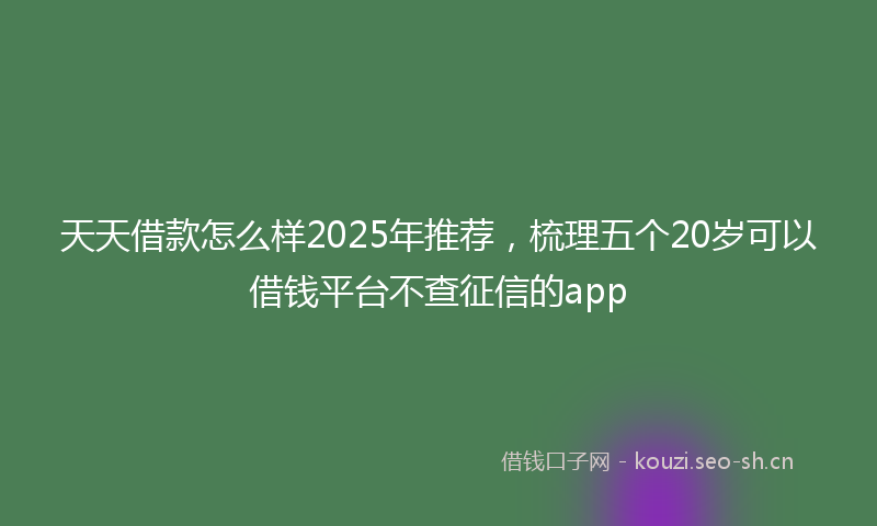 天天借款怎么样2025年推荐，梳理五个20岁可以借钱平台不查征信的app