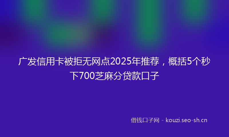 广发信用卡被拒无网点2025年推荐，概括5个秒下700芝麻分贷款口子