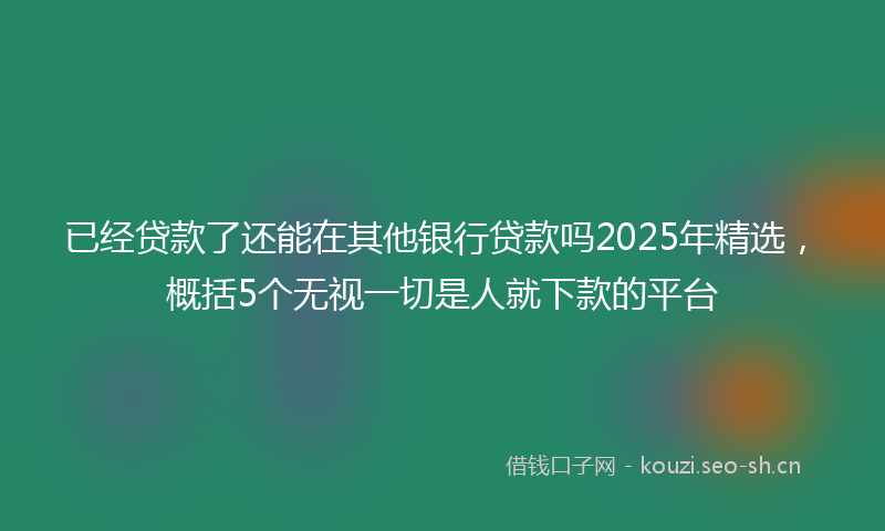 已经贷款了还能在其他银行贷款吗2025年精选，概括5个无视一切是人就下款的平台