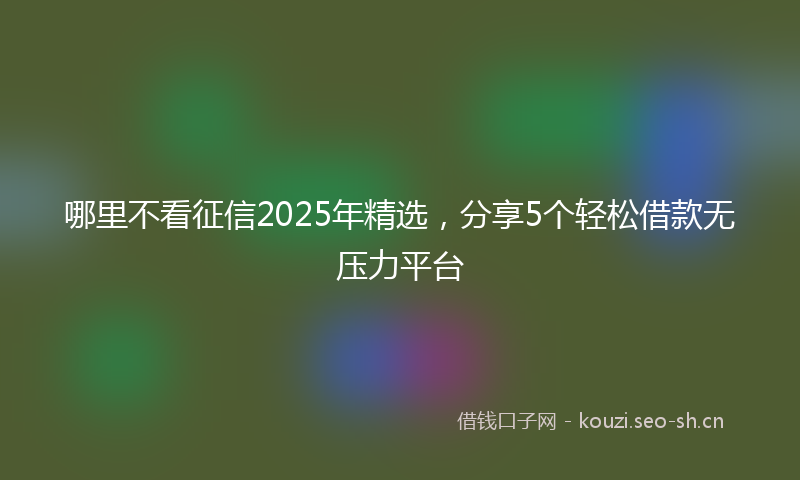 哪里不看征信2025年精选，分享5个轻松借款无压力平台