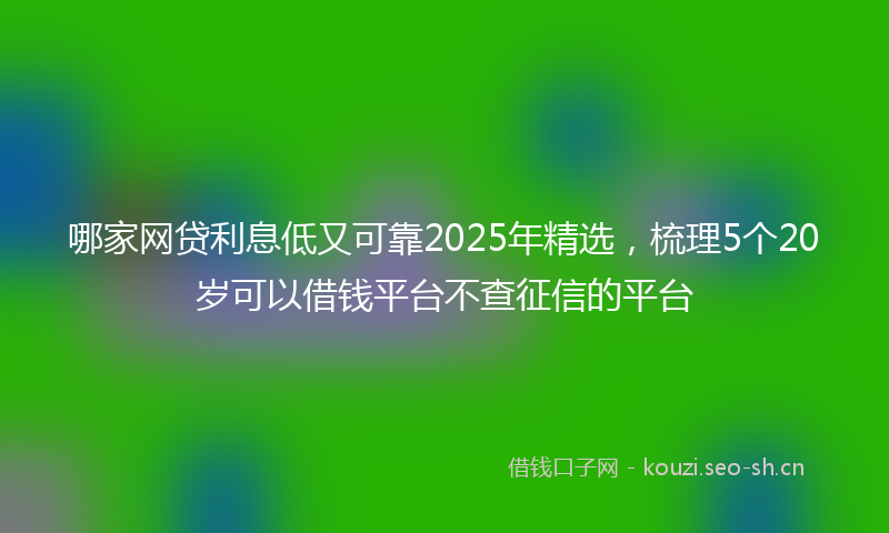 哪家网贷利息低又可靠2025年精选，梳理5个20岁可以借钱平台不查征信的平台