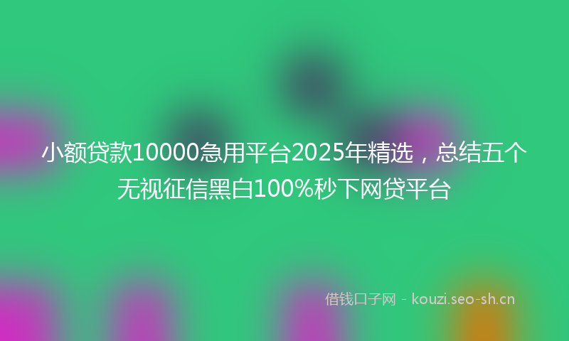 小额贷款10000急用平台2025年精选，总结五个无视征信黑白100%秒下网贷平台