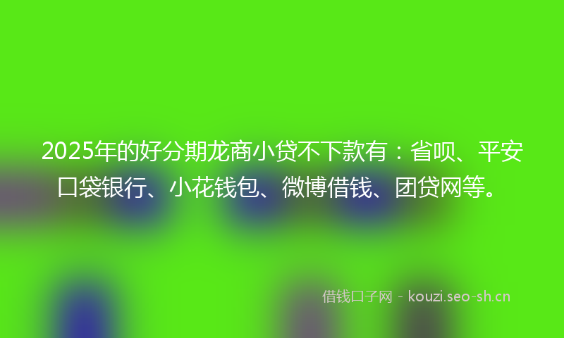 2025年的好分期龙商小贷不下款有：省呗、平安口袋银行、小花钱包、微博借钱、团贷网等。