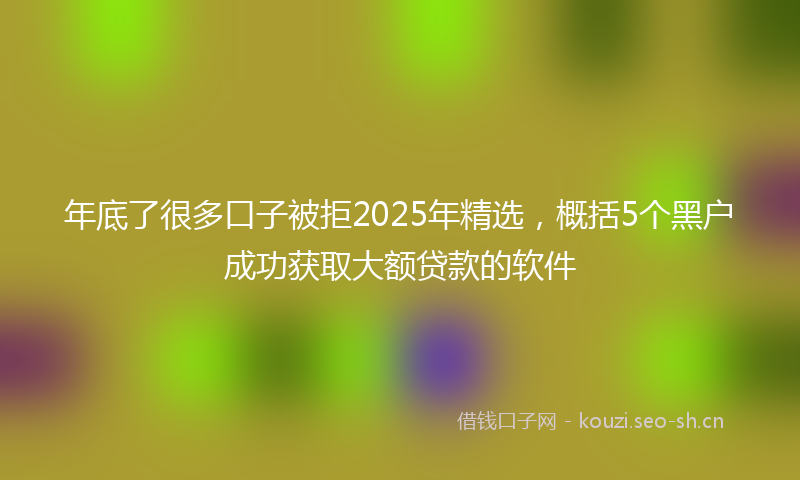 年底了很多口子被拒2025年精选，概括5个黑户成功获取大额贷款的软件
