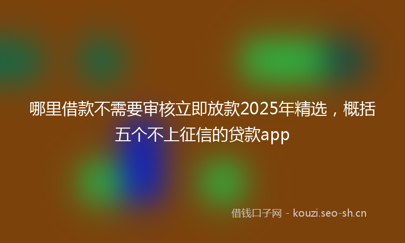 哪里借款不需要审核立即放款2025年精选，概括五个不上征信的贷款app