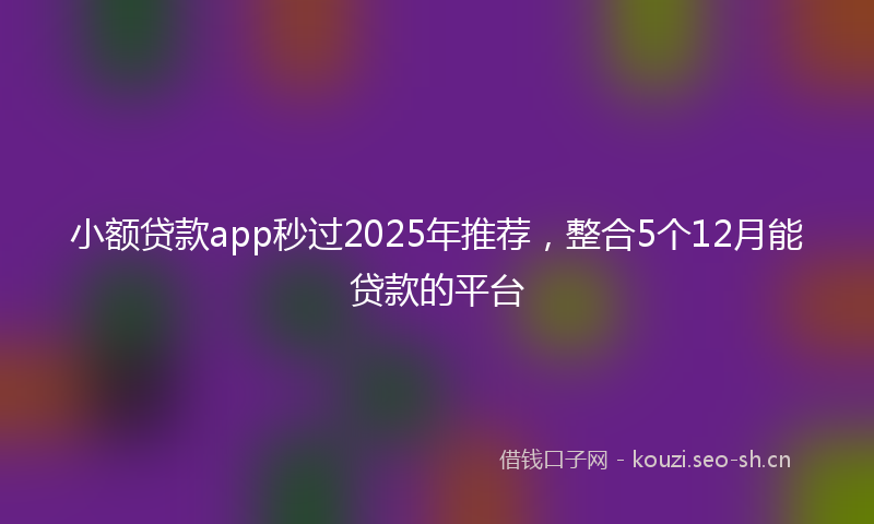 小额贷款app秒过2025年推荐，整合5个12月能贷款的平台