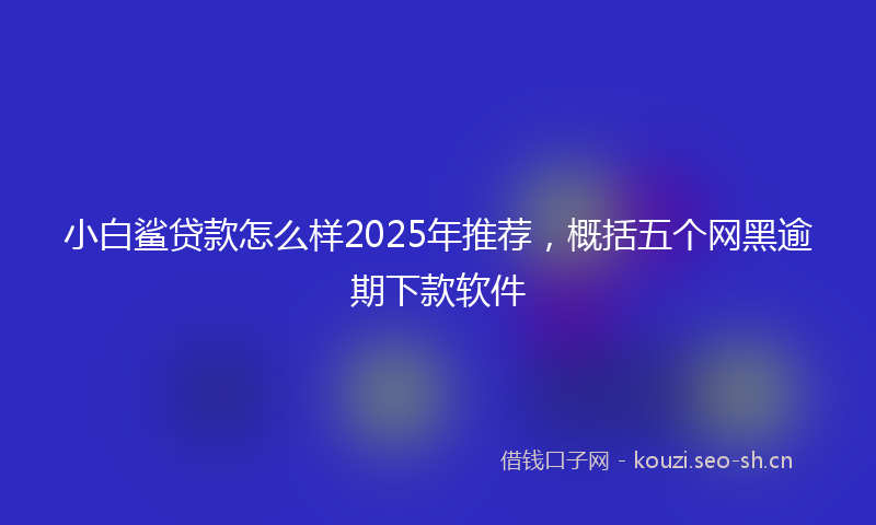 小白鲨贷款怎么样2025年推荐，概括五个网黑逾期下款软件