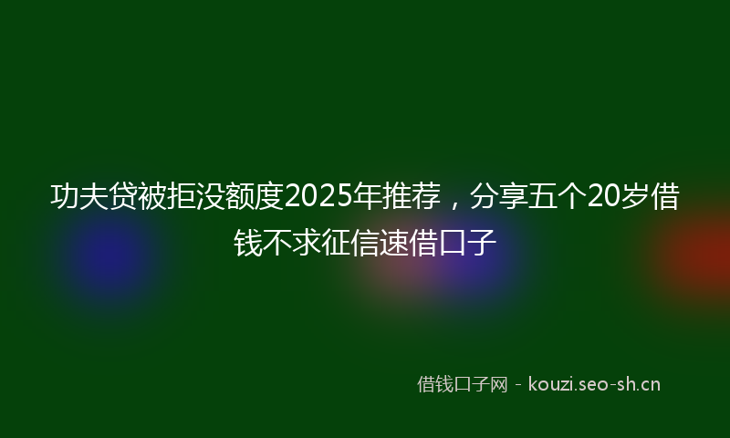 功夫贷被拒没额度2025年推荐，分享五个20岁借钱不求征信速借口子