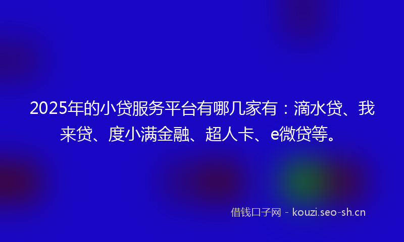 2025年的小贷服务平台有哪几家有：滴水贷、我来贷、度小满金融、超人卡、e微贷等。