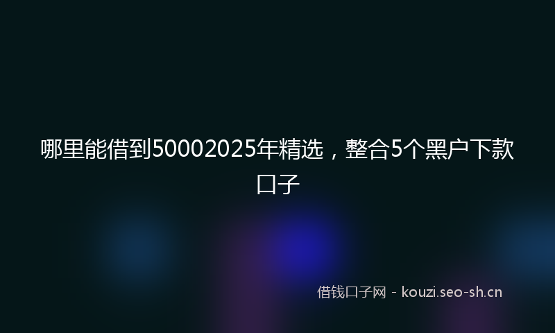 哪里能借到50002025年精选,整合5个黑户下款口子