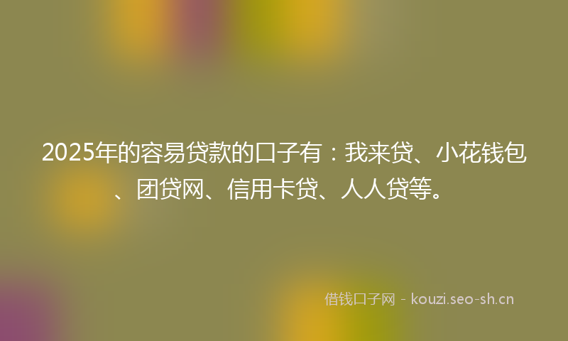 2025年的容易贷款的口子有：我来贷、小花钱包、团贷网、信用卡贷、人人贷等。