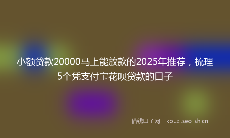 小额贷款20000马上能放款的2025年推荐，梳理5个凭支付宝花呗贷款的口子