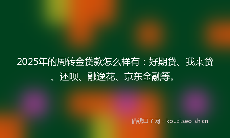 2025年的周转金贷款怎么样有：好期贷、我来贷、还呗、融逸花、京东金融等。