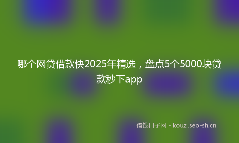 哪个网贷借款快2025年精选，盘点5个5000块贷款秒下app