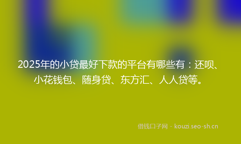 2025年的小贷最好下款的平台有哪些有：还呗、小花钱包、随身贷、东方汇、人人贷等。