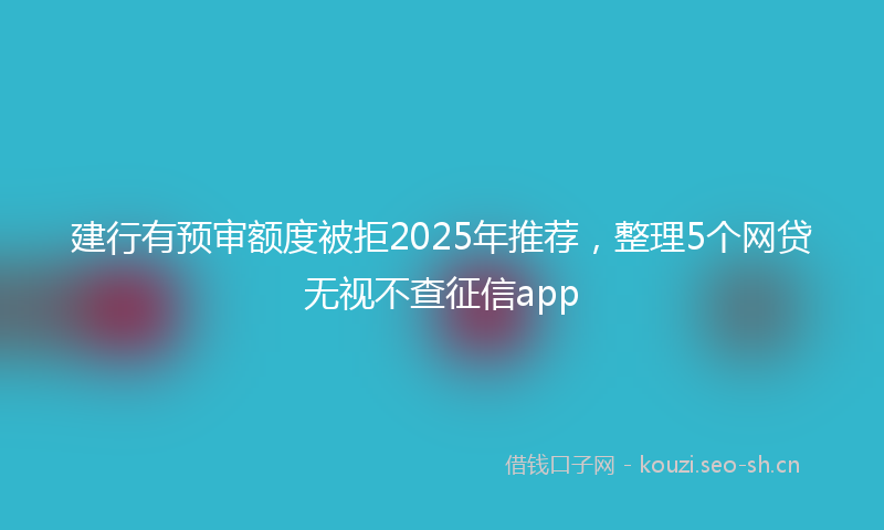建行有预审额度被拒2025年推荐，整理5个网贷无视不查征信app