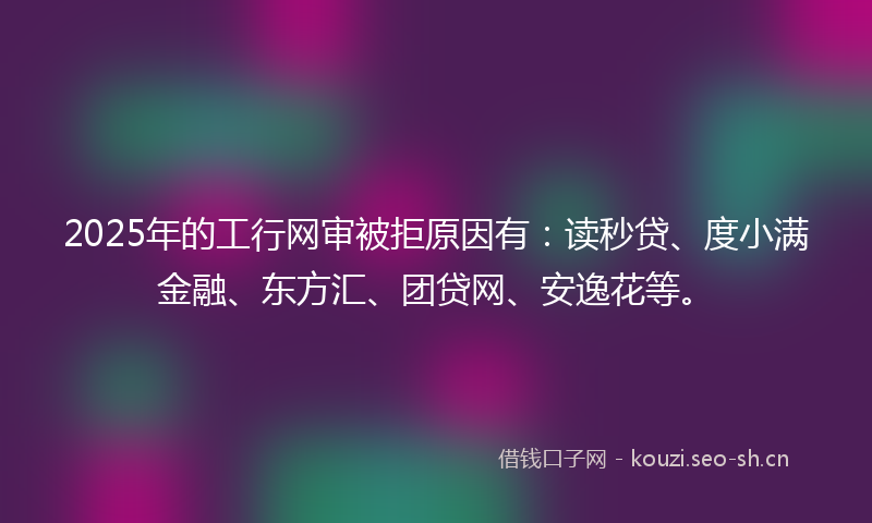 2025年的工行网审被拒原因有：读秒贷、度小满金融、东方汇、团贷网、安逸花等。