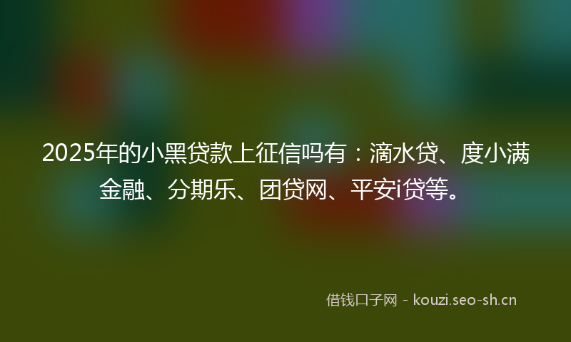 2025年的小黑贷款上征信吗有：滴水贷、度小满金融、分期乐、团贷网、平安i贷等。
