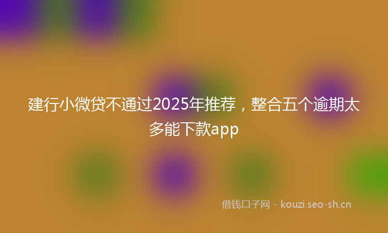 建行小微贷不通过2025年推荐，整合五个逾期太多能下款app