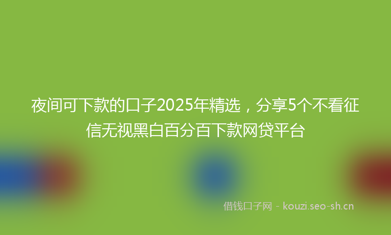 夜间可下款的口子2025年精选,分享5个不看征信无视黑白百分百下款网贷平台