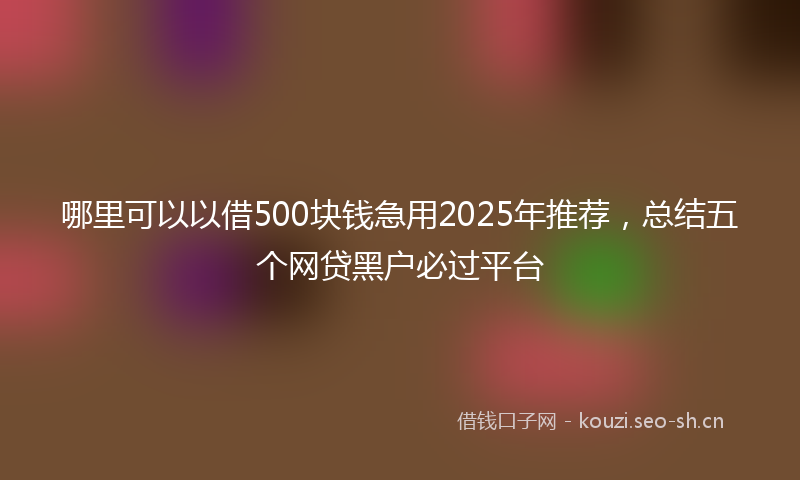 哪里可以以借500块钱急用2025年推荐，总结五个网贷黑户必过平台